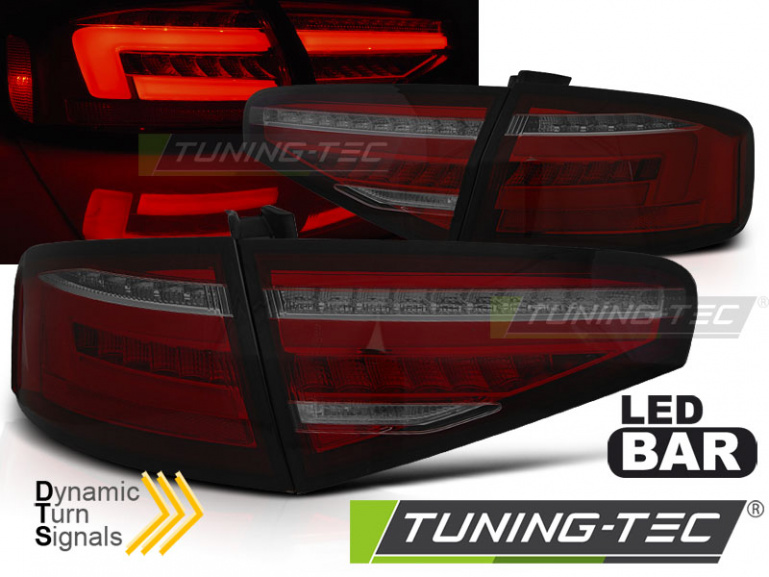 Voll LED Lightbar Design Rückleuchten für Audi A4 B8 Lim. 12-15 Rot/Schwarz / Dynamische Blinker